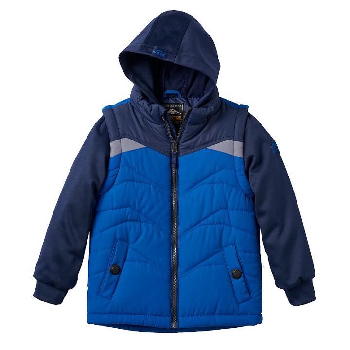 Boys 4-7 Pacific Trail Hooded Mock-layer Long Sleeve Puffer Vest, Boy's, Size: 5-6, Blue