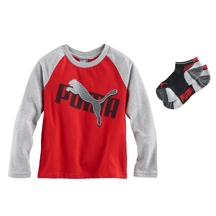 Boys 4-7 Puma Raglan Tee & Socks Set, Size: 6, Light Red