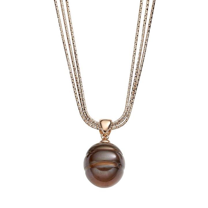 Freshwater By Honora Dyed Freshwater Cultured Pearl 18k Rose Gold Over Silver & Sterling Silver Multistrand Pendant Necklace, Women's, Size: 18, Brown