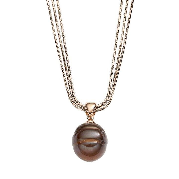 Freshwater By Honora Dyed Freshwater Cultured Pearl 18k Rose Gold Over Silver & Sterling Silver Multistrand Pendant Necklace, Women's, Size: 18, Brown