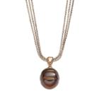 Freshwater By Honora Dyed Freshwater Cultured Pearl 18k Rose Gold Over Silver & Sterling Silver Multistrand Pendant Necklace, Women's, Size: 18, Brown