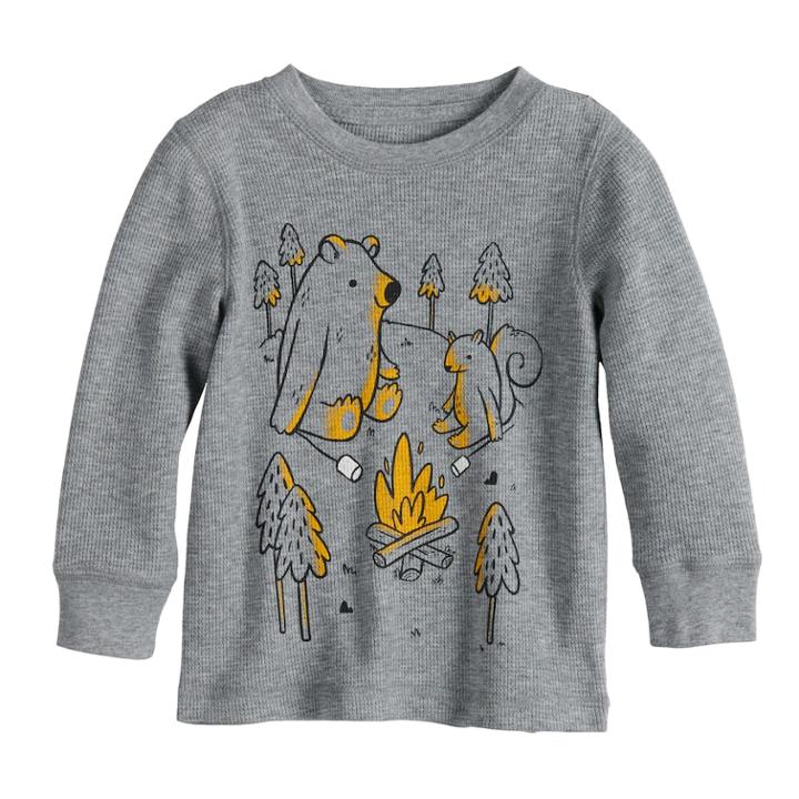 Toddler Boy Jumping Beans&reg; Thermal Graphic Tee, Size: 24 Months, Med Grey