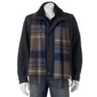 Men's Towne Wool-blend Hipster Jacket With Plaid Scarf, Size: Xl, Grey (charcoal)