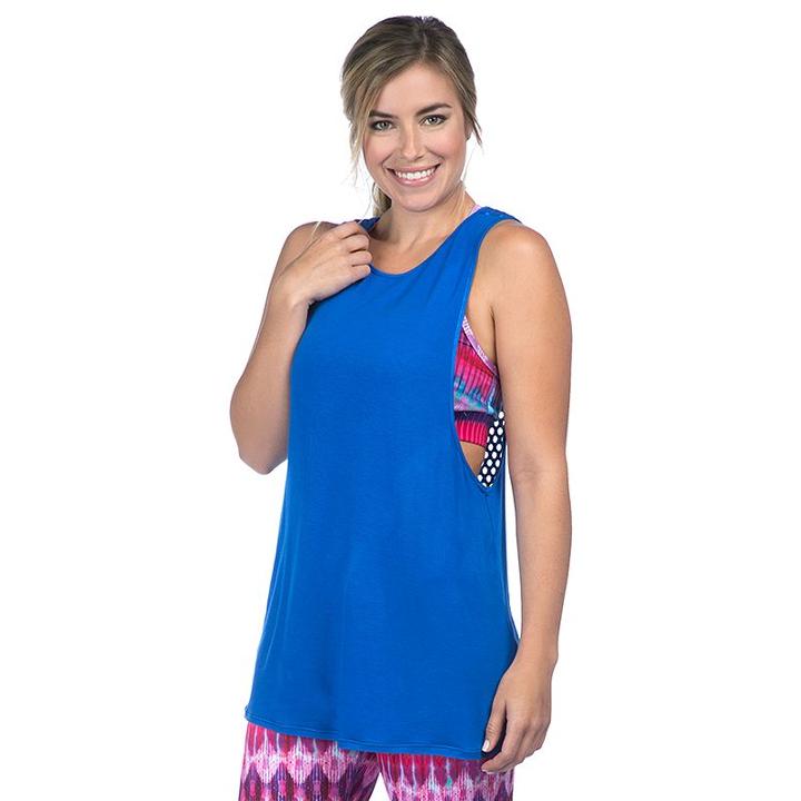 Women's Pl Movement By Pink Lotus Circle Mesh Yoga Tank, Size: Large, Brt Blue