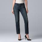 Petite Simply Vera Vera Wang Straight-leg High-waisted Jeans, Women's, Size: 4p-short, Med Blue