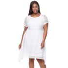 Plus Size Dana Buchman Lace Shark-bite Dress, Women's, Size: 3xl, White