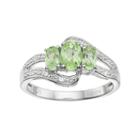 Sterling Silver Peridot & White Topaz 3-stone Bypass Ring, Women's, Size: 8, Green