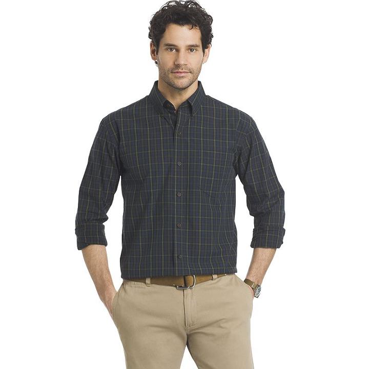 Men's Arrow Classic-fit Plaid Button-down Shirt, Size: Medium, Blue Other