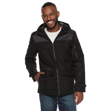 Men's Rock & Republic Mixed Media Wool Jacket, Size: Large, Black
