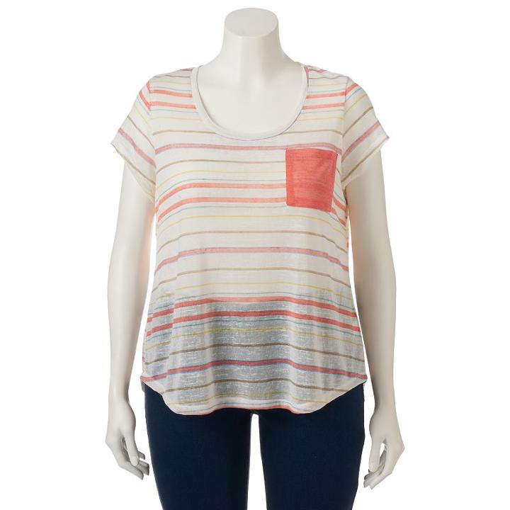 Juniors' Plus Size Wallflower Contrast Pocket Hatchi Graphic Tee, Girl's, Size: 3xl, Drk Yellow