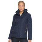 Women's Weathercast Hooded Quilted Jacket, Size: Large, Blue