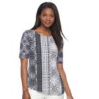 Women's Croft & Barrow&reg; Jacquard Asymmetrical Tee, Size: Xxl, Dark Blue