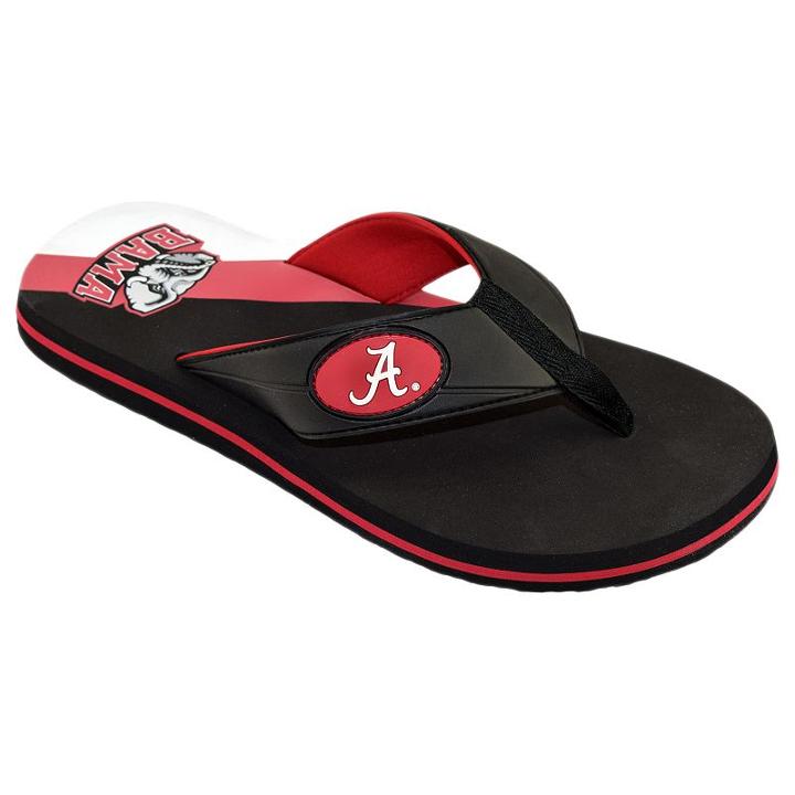 Men's College Edition Alabama Crimson Tide Flip-flops, Size: Xl, Black