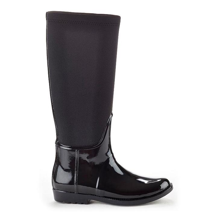 Henry Ferrera French Women's Water-resistant Stretch Rain Boots, Size: 9, Black