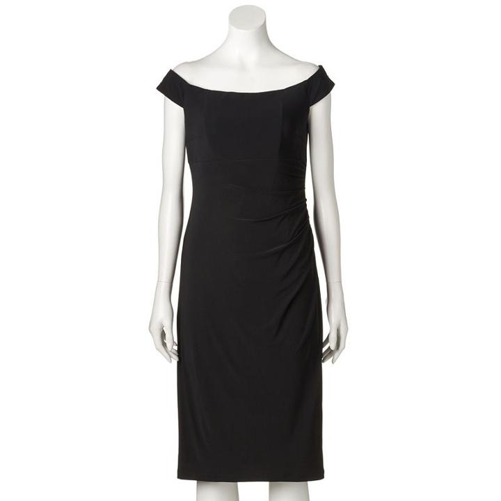 Women's Scarlett Ruched Off-the-shoulder Sheath Dress, Size: 12, Black