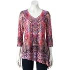 Women's World Unity Print Embellished Asymmetrical Top, Size: Xl, Purple Oth