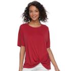 Juniors' Miss Chievous Knot-front Tunic Tee, Teens, Size: Small, Med Red