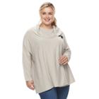Plus Size Napa Valley Cowlneck Poncho Sweater, Women's, Size: 1x-2x, White Oth