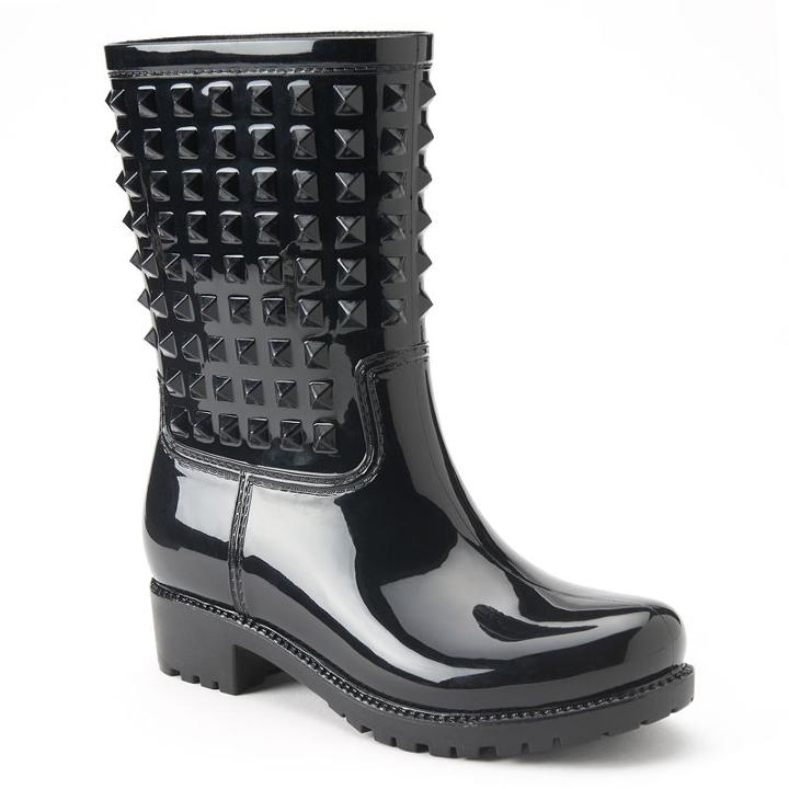 Bootsi Tootsi Studly Moto Juniors Water Resistant Rain Boots, Girl's, Size: 6, Black
