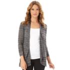 Women's Apt. 9&reg; Ruched Sleeve Open-front Cardigan, Size: Xl, Charcoal Black Stripe