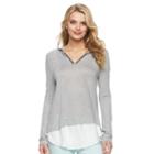 Women's Juicy Couture Hooded Mock-layer Top, Size: Xl, Grey