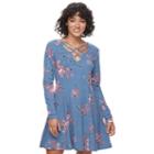 Juniors' Mudd&reg; Fit & Flare Cross Front Dress, Teens, Size: Large, Med Blue