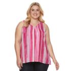 Plus Size Apt. 9&reg; Printed Popover Tank, Women's, Size: 2xl, Dark Pink