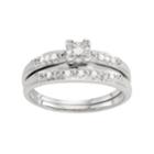 Sterling Silver 1/10 Carat T.w. Diamond Engagement Ring Set, Women's, Size: 7, White