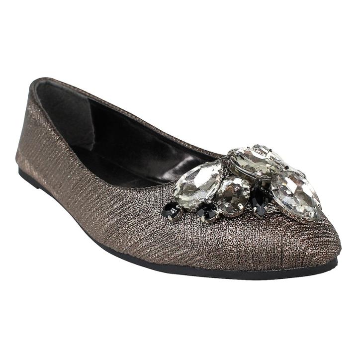 Olivia Miller Inwood Women's Rhinetone Ballet Flats, Size: 7, Med Grey