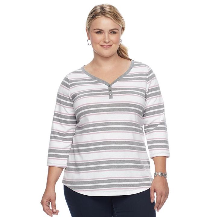 Plus Size Croft & Barrow&reg; Solid V-neck Tee, Women's, Size: 2xl, Lt Purple