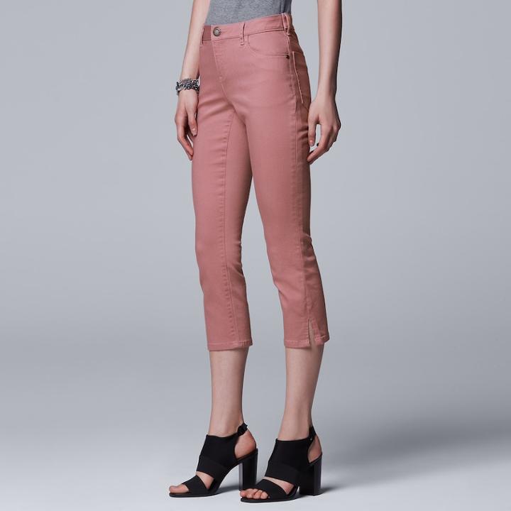 Women's Simply Vera Vera Wang Side Slit Capri Jeans, Size: 0, Med Purple