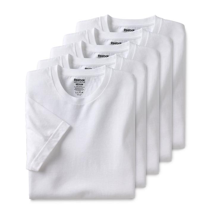 Men's Reebok 5-pack Crewneck Tees, Size: Small, White