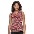 Women's Dana Buchman Pleated V-neck Tank, Size: Medium, Dark Red