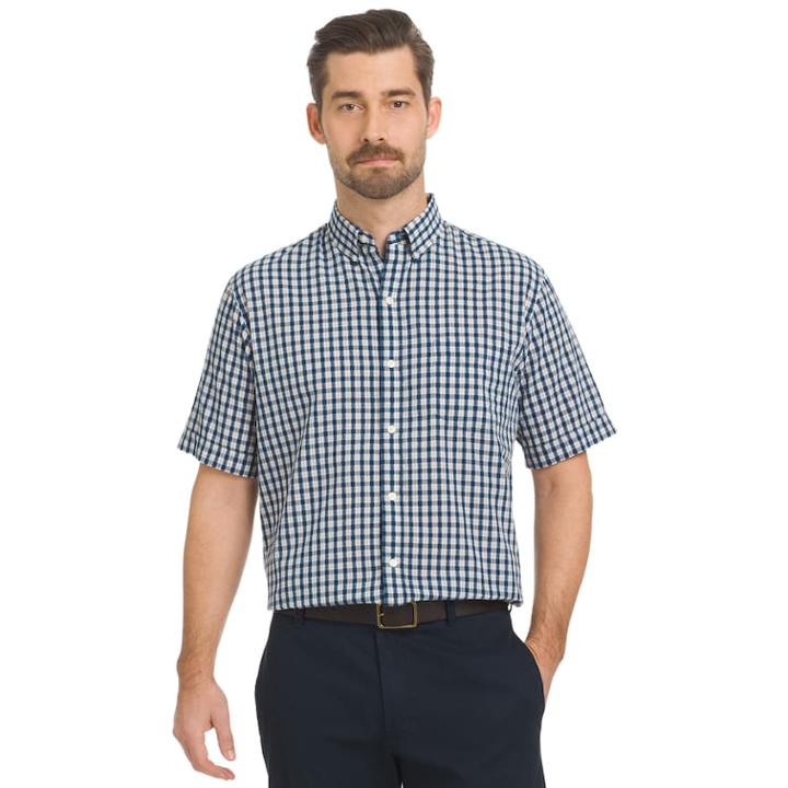 Men's Arrow Seersucker Button-down Shirt, Size: Large, Blue