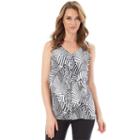 Women's Ab Studio Ruffle Front Printed Tank Top, Size: Medium, Ovrfl Oth