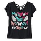 Girls 7-16 & Plus Size Mudd&reg; Criss-cross Lattice Back Tee, Girl's, Size: 7-8, Black