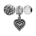 Individuality Beads Sterling Silver Nana Scrollwork Bead And Heart Charm Set, Women's, Grey