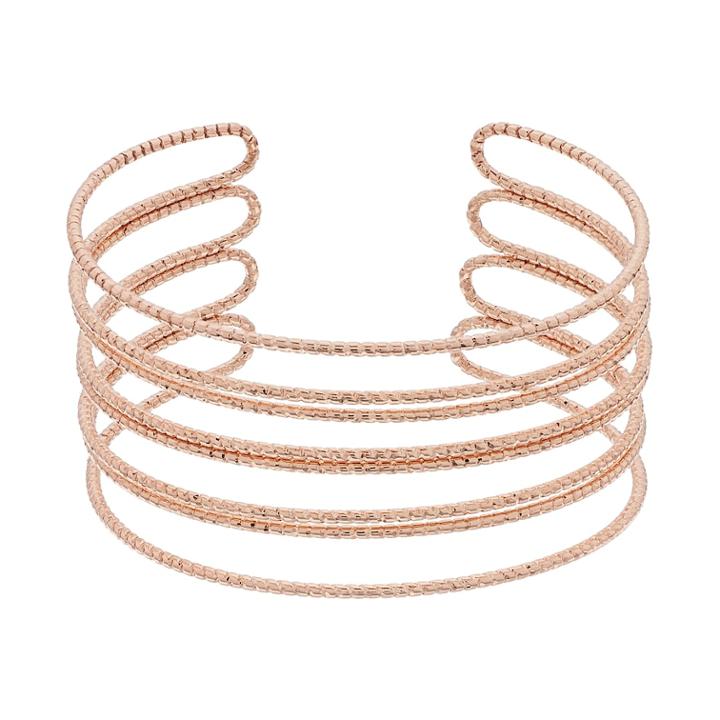 Rose Gold Tone Wire Cuff Bracelet, Women's, Light Pink