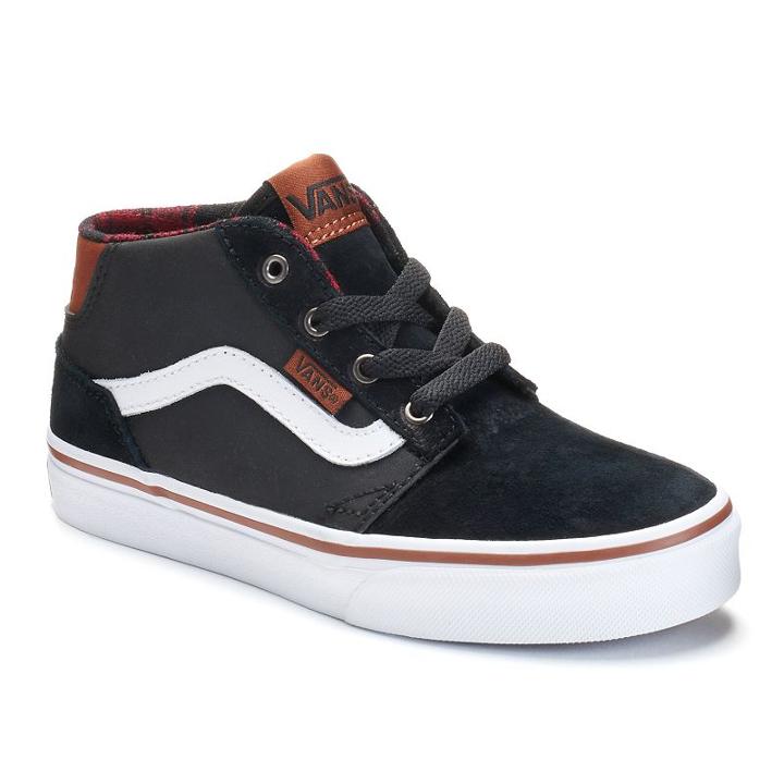 Vans Chapman Mid Boys' Plaid-lined Shoes, Boy's, Size: 2, Black
