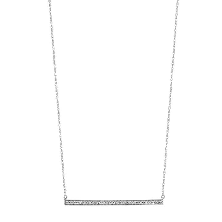 Sterling Silver 1/4 Carat T.w. Diamond Bar Necklace, Women's, White
