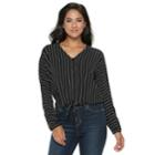 Women's Jennifer Lopez Tie-front Blouse, Size: Large, Black