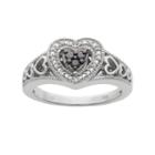 1/6 Carat T.w. Black And White Diamond Sterling Silver Heart Ring, Women's