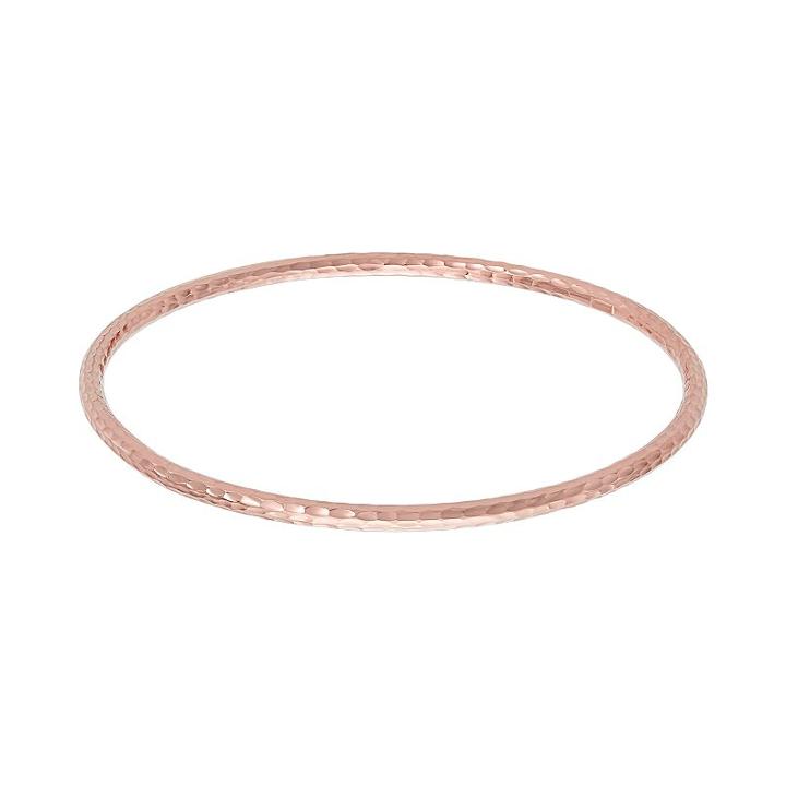 14k Gold Hammered Bangle Bracelet, Women's, Pink