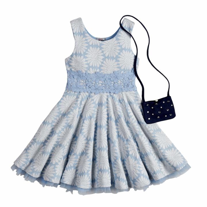 Girls 4-6x Knitworks Daisy Dress & Purse Set, Size: 6x, Turquoise/blue (turq/aqua)