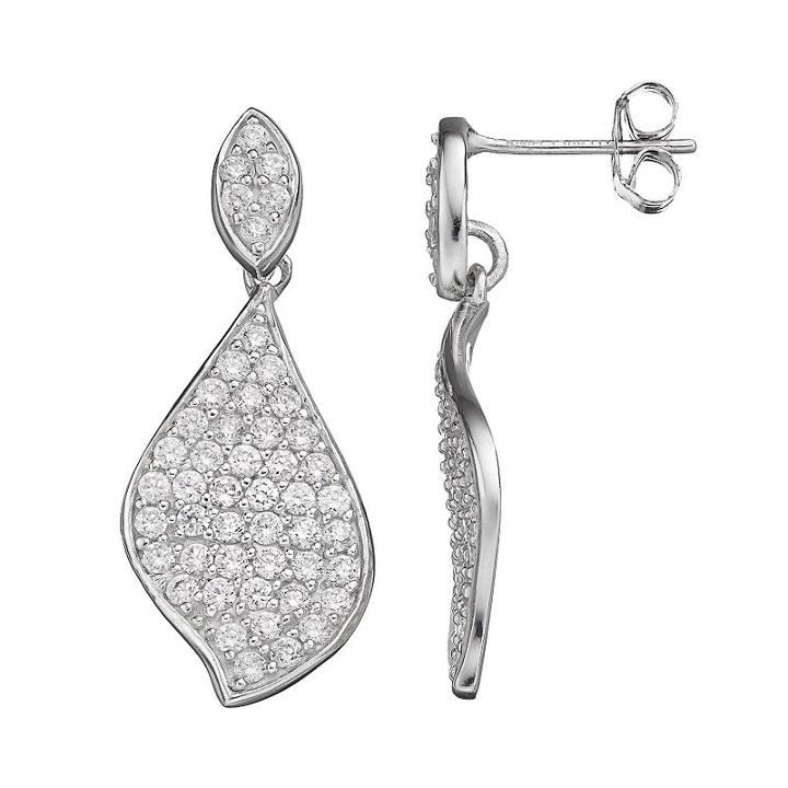 Sophie Miller Sterling Silver Cubic Zirconia Drop Earrings, Women's, White