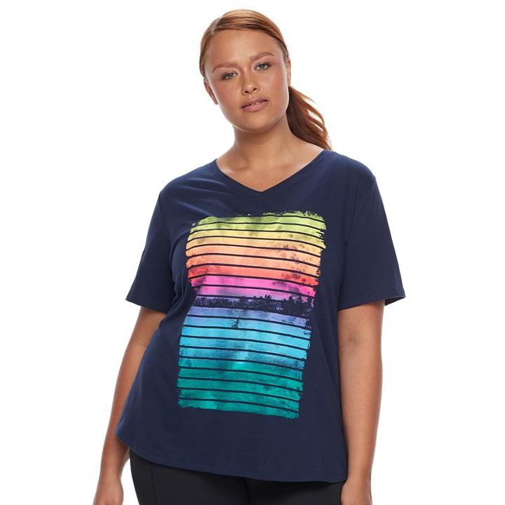 Plus Size Tek Gear&reg; Easy Graphic V-neck Workout Tee, Women's, Size: 3xl, Blue