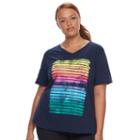 Plus Size Tek Gear&reg; Easy Graphic V-neck Workout Tee, Women's, Size: 3xl, Blue