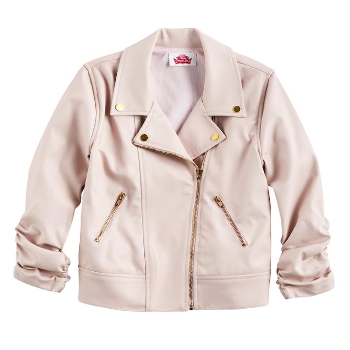 Disney Princess Girls 7-16 Faux Leather Moto Jacket, Size: Small, Brt Pink