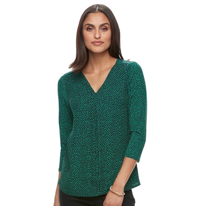 Women's Dana Buchman High-low Top, Size: Medium, Green