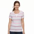 Women's Croft & Barrow&reg; Button Accent Scoopneck Tee, Size: Xl, Dark Pink